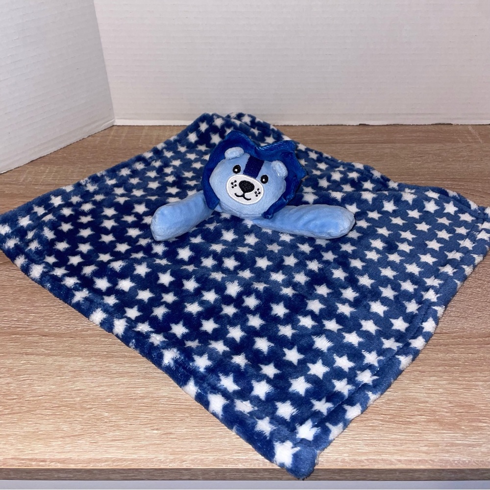 Blue LION Comfort Toy Security Blanket Stars Lovey Baby Soft Sleep Blankie